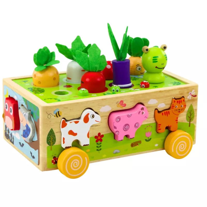 LEAN TOYS koka izglītojoša rotaļlieta Happy Farm magnētiskais tārpu šķirotājs