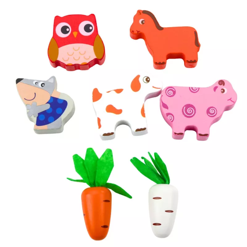 LEAN TOYS koka izglītojoša rotaļlieta Happy Farm magnētiskais tārpu šķirotājs