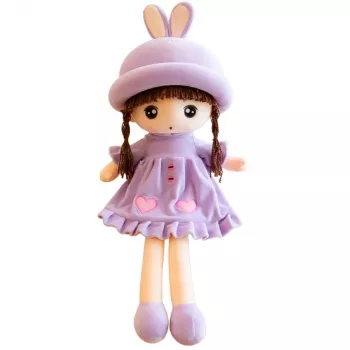LEAN TOYS Lupatu lelle, mīksta plīša kleita ar volāniem, 45 cm