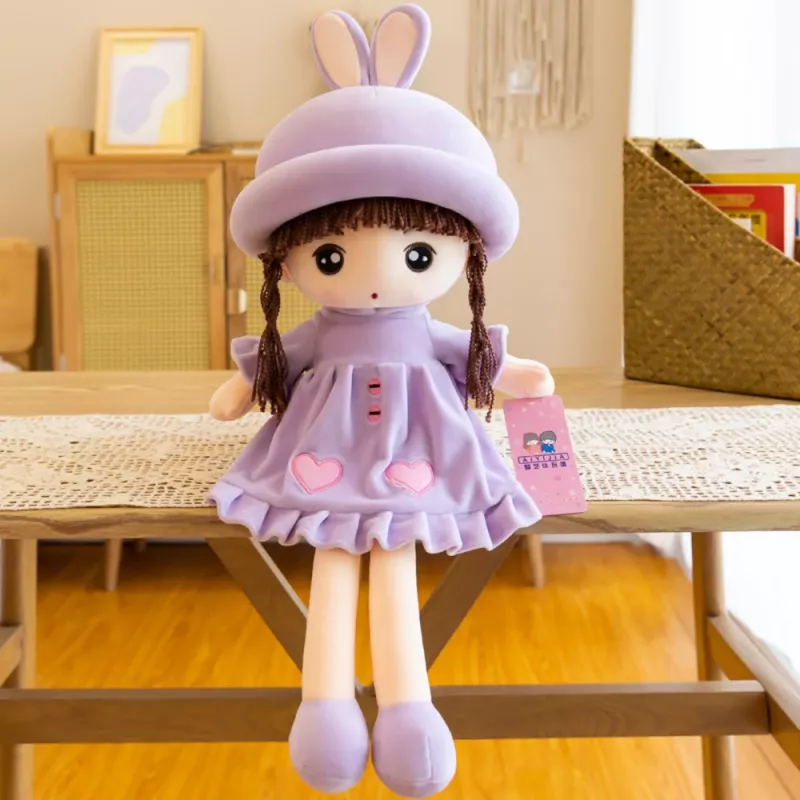 LEAN TOYS Lupatu lelle, mīksta plīša kleita ar volāniem, 45 cm