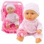 LEAN TOYS lelle ar pārnēsāšanas somu, pidžamu, cepurīti un knupīti, rozā