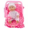 LEAN TOYS lelle ar pārnēsāšanas somu, pidžamu, cepurīti un knupīti, rozā