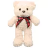 LEAN TOYS Plīša maskots mīkstais rotaļu lācis ar bantīti balts 30cm