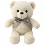 LEAN TOYS Plīša maskots Mīkstais rotaļu lācis ar bantīti Happy Every Day Balts 55cm