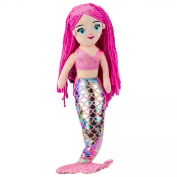 LEAN TOYS Plīša Nāriņa Mīkstā Rotaļlieta Hologrāfiska Aste Rozā 48cm
