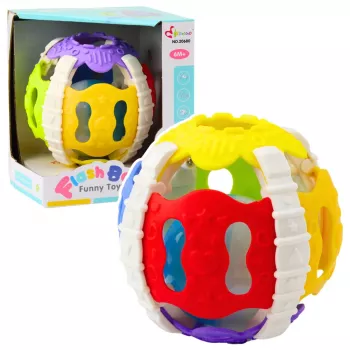 LEAN TOYS Sensorā bumbiņa zīdaiņiem, gumijas, ar gaismām un skaņām, krāsaina