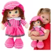 LEAN TOYS Lupatu lelle Mīkstā rotaļlieta Rūtaina kleita Rozā 35 cm