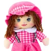 LEAN TOYS Lupatu lelle Mīkstā rotaļlieta Rūtaina kleita Rozā 35 cm