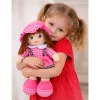 LEAN TOYS Lupatu lelle Mīkstā rotaļlieta Rūtaina kleita Rozā 35 cm