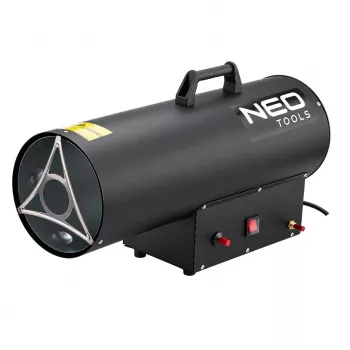 NEO TOOLS 90-085-01 gāzes sildītājs 50 kW ar termostatu, IPX4, LPG, 1000 m³/h gaisa plūsma, komplektā ar regulatoru un šļūteni