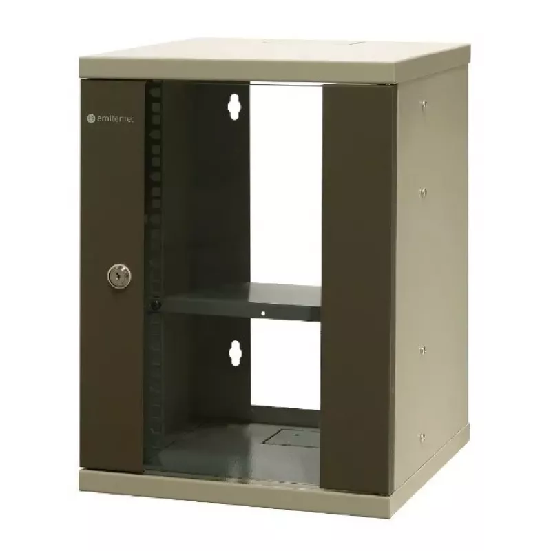 EMITER EM/SOHO-9U 10 inch 9U sienas montāžas tīkla skapis ar stikla durvīm, 325×330×445 mm, melns