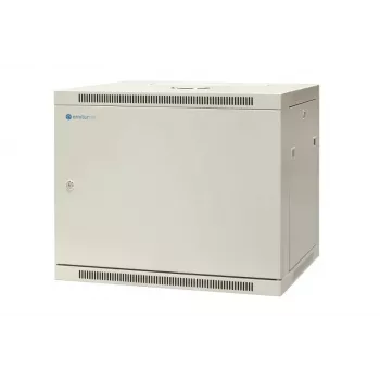 EMITER EM/AP6409-B 19 collu 9U sienas montāžas tīkla skapis, 600x450x500 mm, aizslēdzamas tērauda durvis, melns