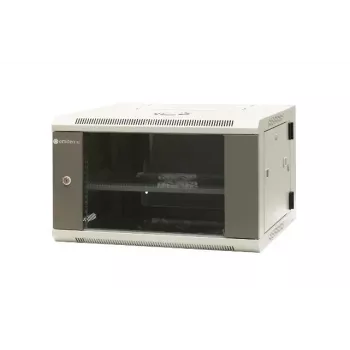 EMITER EM/AH6506 19 inch 6U sienas montāžas tīkla skapis, rūdīta stikla durvis, 600×550×370 mm, melns
