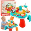 LEAN TOYS Izglītojošs galds Interaktīvs mūzikas panelis Klavieres 2 in 1 Tirkīza