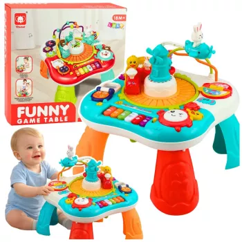 LEAN TOYS Izglītojošs galds Interaktīvs mūzikas panelis Klavieres 2 in 1 Tirkīza