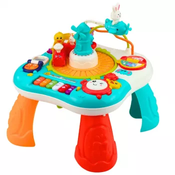LEAN TOYS Izglītojošs galds Interaktīvs mūzikas panelis Klavieres 2 in 1 Tirkīza