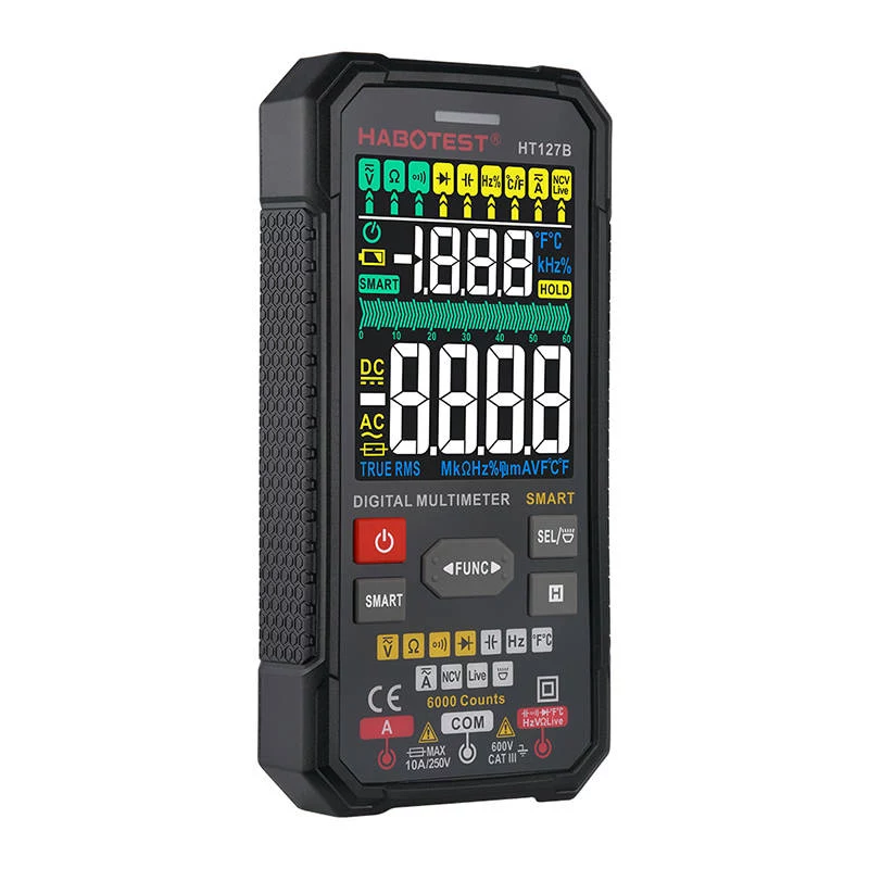 Habotest HT127B digitālais universālais multimetrs True RMS 6000 Counts Auto Ranging ar NCV un temperatūras mērīšanu