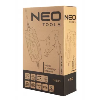 NEO TOOLS 11-890 Automātiskais akumulatora lādētājs 2A/35W 12V svina-skābes, AGM, gēla akumulatoriem 4-60Ah