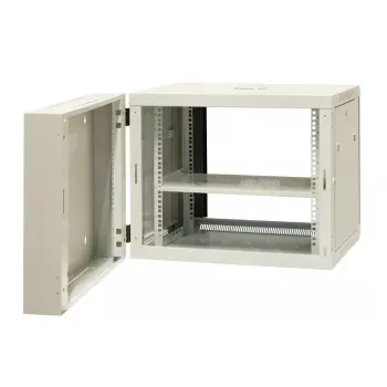 EMITER EM/AH6509 19 collu 9U sienas stiprinājuma dalītais skapis ar rūdīta stikla durvīm, 600x550x500 mm, melns