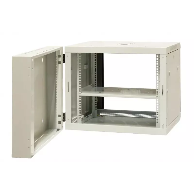 EMITER EM/AH6509 19 collu 9U sienas stiprinājuma dalītais skapis ar rūdīta stikla durvīm, 600x550x500 mm, melns