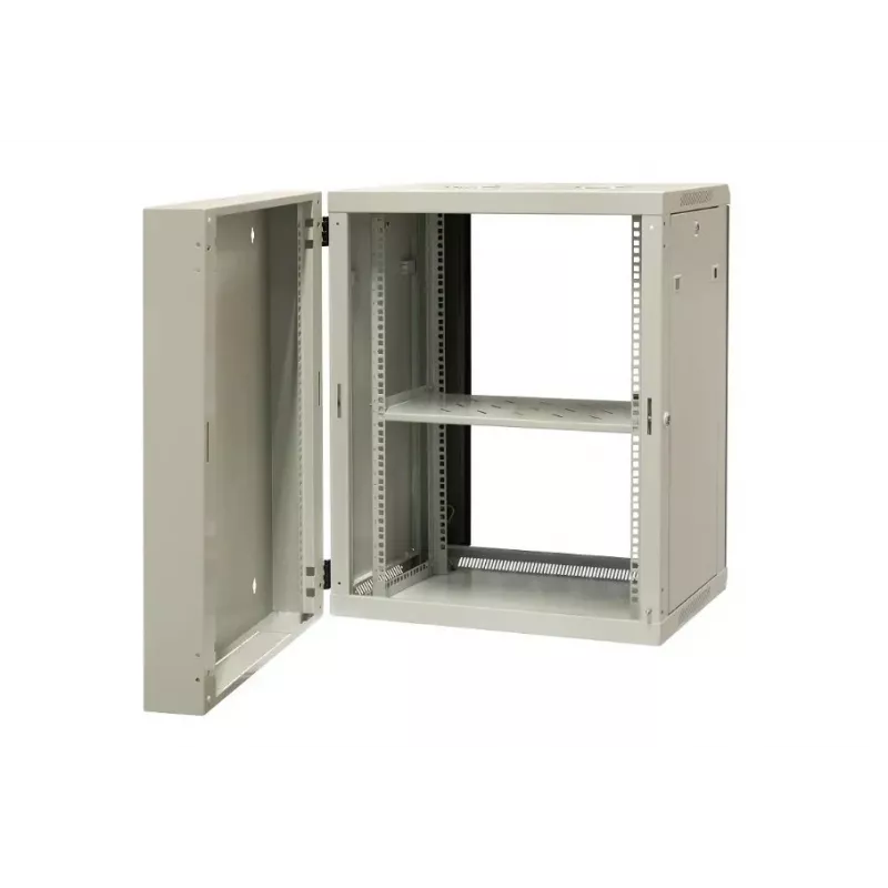EMITER EM/AH6515 15U sienas montāžas tīkla skapis 600x550x770 mm, rūdīta stikla durvis, melns