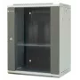 EMITERNET EM/AP6415 15U sienas montāžas tīkla skapis ar rūdīta stikla durvīm, 600x450x770 mm, melns