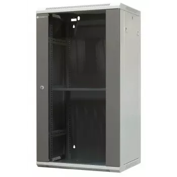 EMITER EM/AP6422 22U sienas montāžas statīva skapis 600x450x1083mm ar stikla priekšējām durvīm