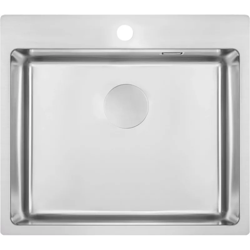 DEANTE ZPO_010B Vienas bļodas nerūsējošā tērauda virtuves izlietne, satīna, 440x440 mm, iebūvējama, ar notekas komplektu