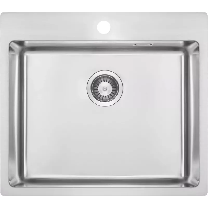 DEANTE ZPO_010B Vienas bļodas nerūsējošā tērauda virtuves izlietne, satīna, 440x440 mm, iebūvējama, ar notekas komplektu