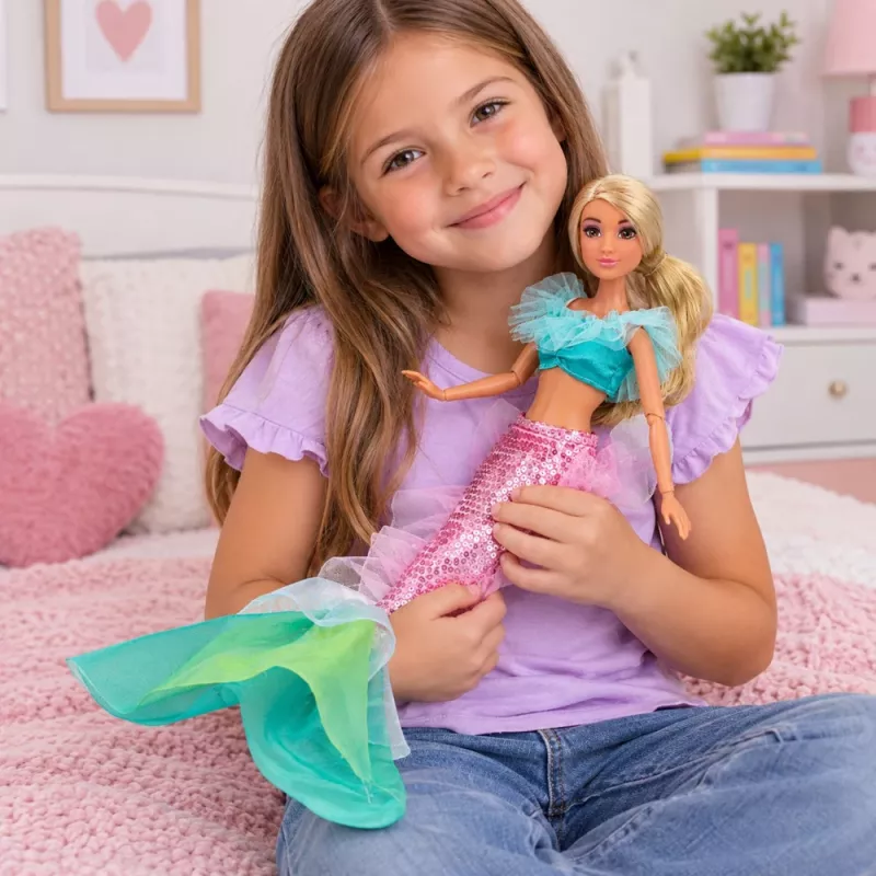 LEAN TOYS Anlily nāriņas lelle ar fliteru asti, aksesuāriem, spoguli un ķemmi