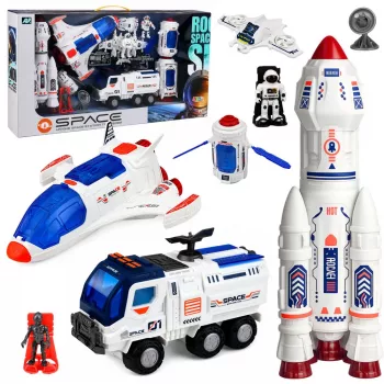 LEAN TOYS Liels kosmosa komplekts ar staciju, raķeti, kuģi, izpētes transportlīdzekli un astronautiem