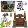 LEAN TOYS Pētniecības bāzes dinozauru parka vārti, helikopters, kvadracikls, figūras, pētnieks