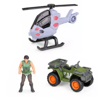 LEAN TOYS Pētniecības bāzes dinozauru parka vārti, helikopters, kvadracikls, figūras, pētnieks