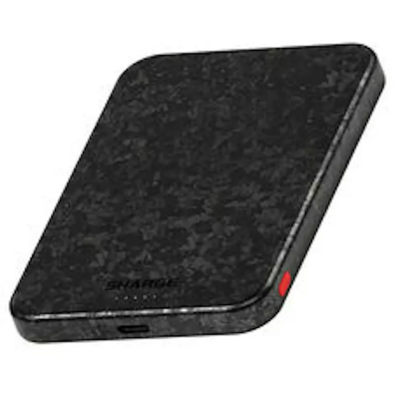 SHARGE CarbonMag 5K pārnēsājamais akumulators, 15W Qi, 20W USB-C - 5.000mAh, melns