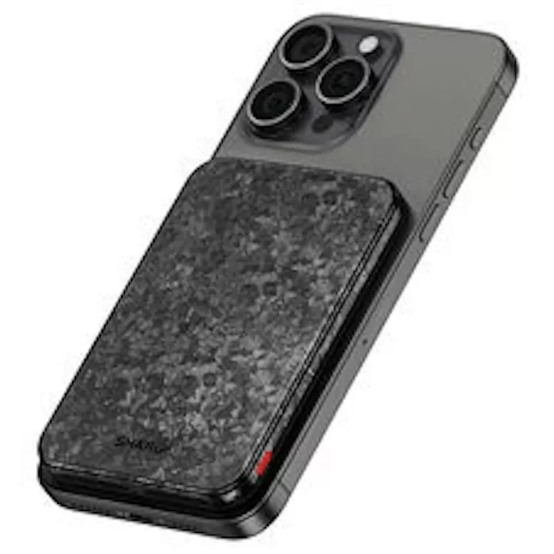 SHARGE CarbonMag 5K pārnēsājamais akumulators, 15W Qi, 20W USB-C - 5.000mAh, melns