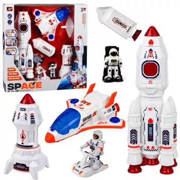 LEAN TOYS Kosmosa komplekts raķetes, kuģis, astronauti, modulis, gaismas, skaņas