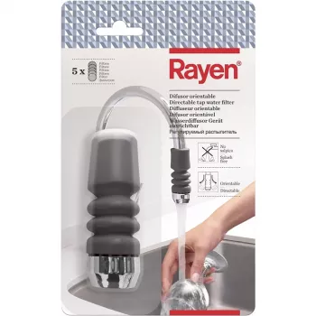 RAYEN 01083003 regulējams krāna ūdens filtrs – daudzpakāpju keramikas, aktīvās ogles un PP kokvilnas filtrs, uzstādīšana bez instrumentiem, universāla piemērotība