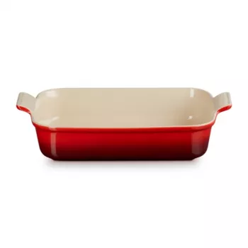 LE CREUSET Taisnstūra cepšanas trauks Heritage keramika 32x24cm / 4L sarkans