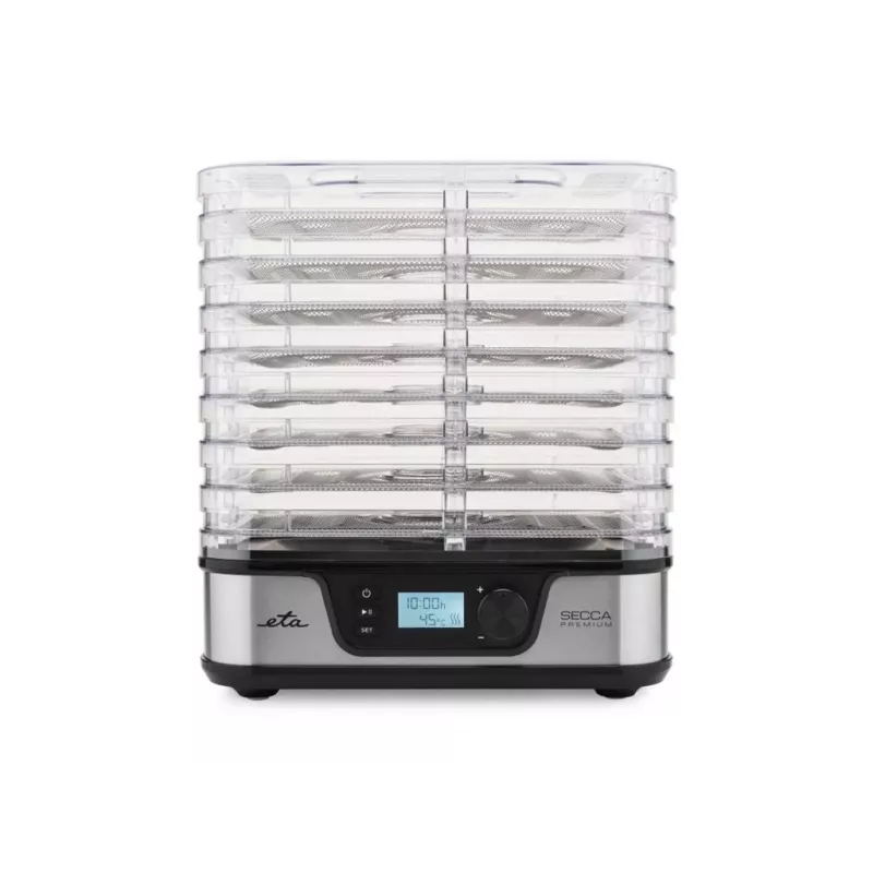 ETA Secca Premium ETA930190000 pārtikas žāvētājs, 8 taisnstūra paplātes, 380 W, sudraba