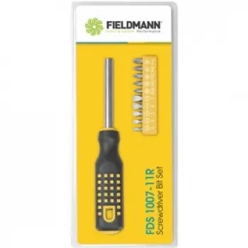 FIELDMANN FDS 1007-11R 12 daļu skrūvgriežu uzgaļu komplekts ar ergonomisku rokturi, hroma vanādija tērauda uzgaļi, magnētisks turētājs, spraugu/Phillips/Pozi/Torx