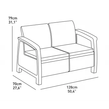 KETER dārza dīvāns divvietīgs Corfu Love Seat brūns