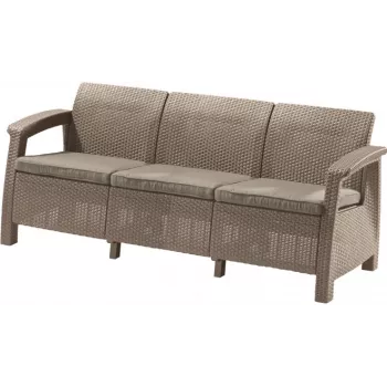 KETER Corfu Love Seat Max bēšs trīsvietīgs dārza dīvāns
