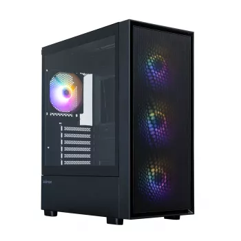Zalman S6 melns ATX Mid Tower datora korpuss ar 4 ARGB ventilatoriem un rūdītu stiklu
