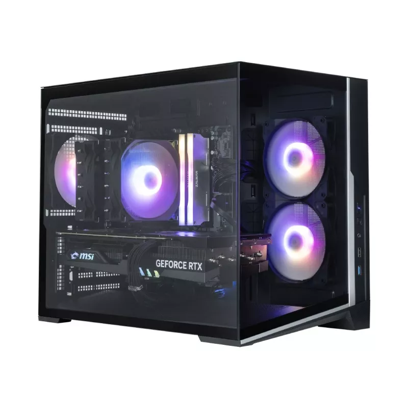Zalman D30 melns mATX Mini Tower datora korpuss ar 3x 120mm ARGB ventilatoriem un rūdīta stikla sānu paneli