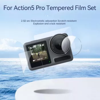Aizsargpārklājs 2x ekrānam un objektīvam DJI Osmo Action 5 Pro / Telesin S6-flm-10tdj