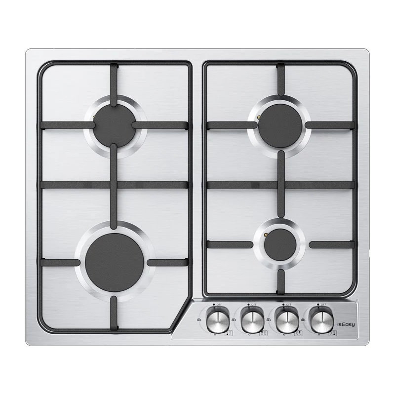 ISEASY MGBG-604C brīvstāvoša gāzes plīts ar 65L cepeškrāsni un grilu, nerūsējošais tērauds