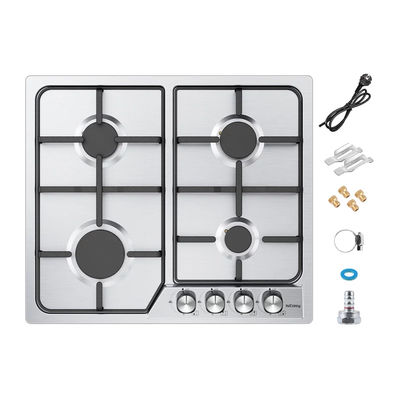 ISEASY MGBG-604C brīvstāvoša gāzes plīts ar 65L cepeškrāsni un grilu, nerūsējošais tērauds