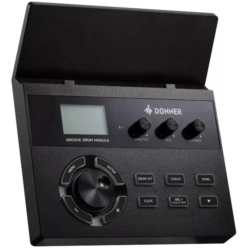 DONNER EC7247 elektronisko bungu komplekts ar sieta plāksnēm, 225+ skaņas, USB MIDI, alumīnija statīvs