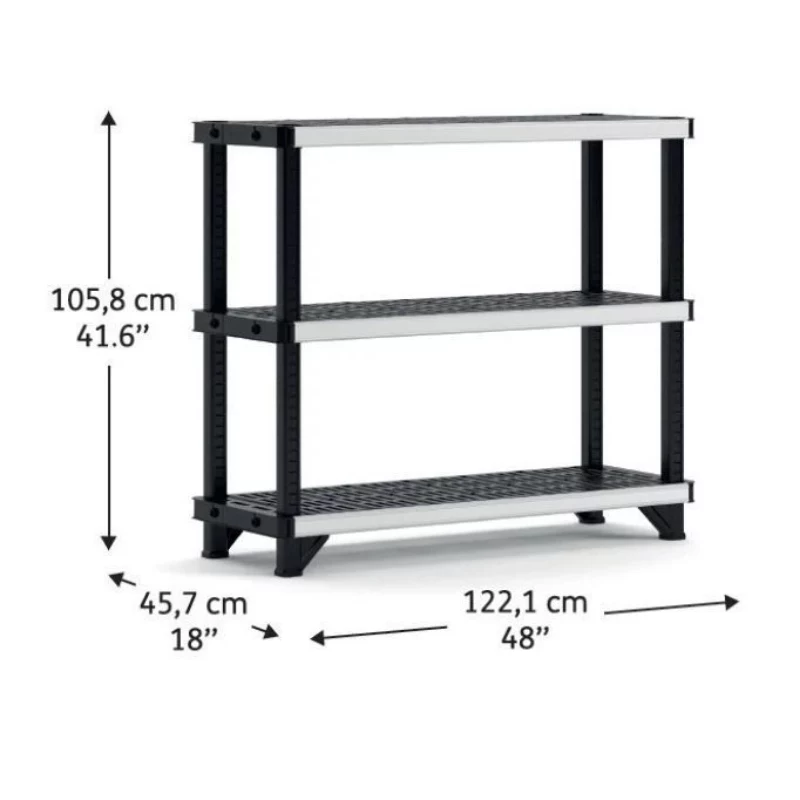 KETER 3 līmeņu plaukts Fused 122,1x45,7x105,8 cm melns