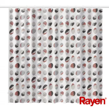 RAYEN Dušas aizkars 180x200cm balts/rievots, PEVA